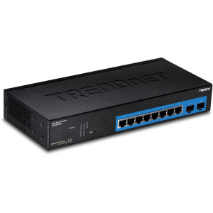 TRENDnet TEG-082WS 10-Port Managed Gigabit Ethernet Switch, Fanless, 2x SFP ports, rack mountable